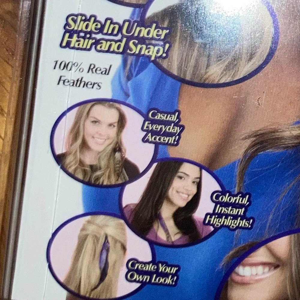 Snap-on Hair Feathers,  Instant Feather Extenions L'ectric Purple & Chestnut - 2
